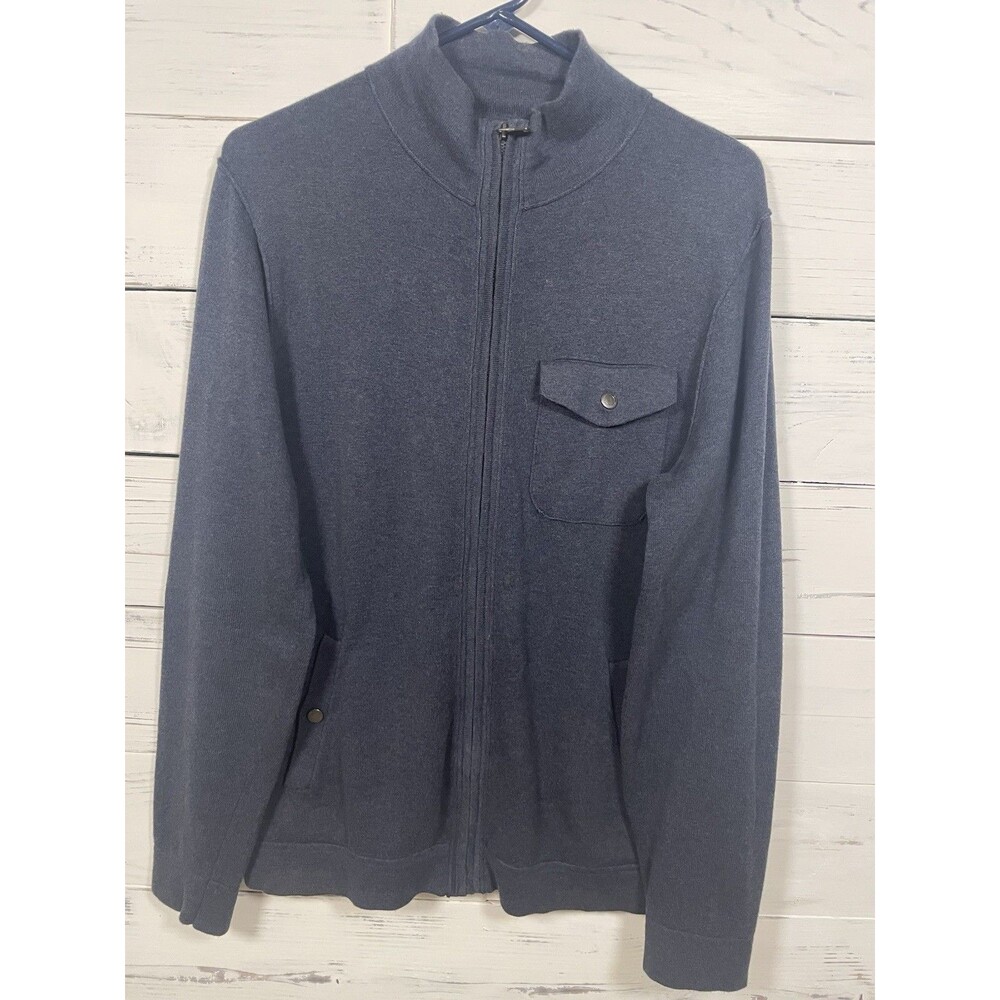 Banana Republic Full Zip Sweater Jacket Men’s Size Small Blue Mock Neck Collar
